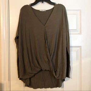 Olive surplice long sleeve top